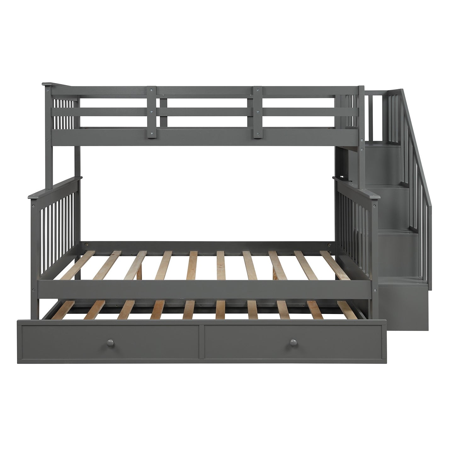 Stairway Twin-Over-Full Bunk Bed With Twin Size Trundle