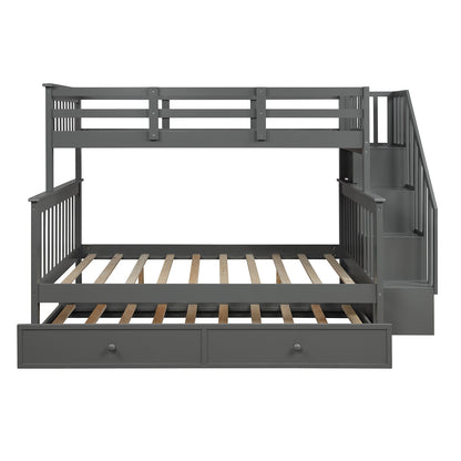 Stairway Twin-Over-Full Bunk Bed With Twin Size Trundle