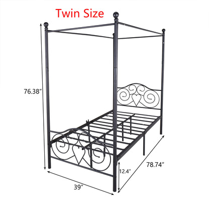 canopy bed metal black dainty furniture full twin queen