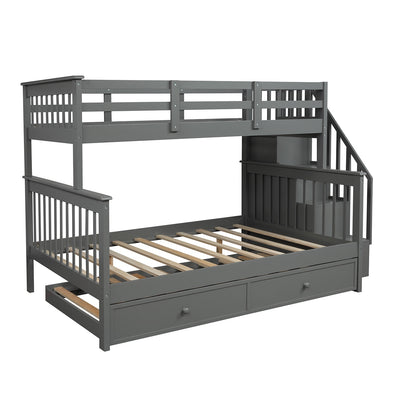 Stairway Twin-Over-Full-Etagenbett mit ausziehbarem Twin-Size-Bett