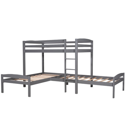 Twin Over Twin Over Twin L-shaped Bunk Bed Frame