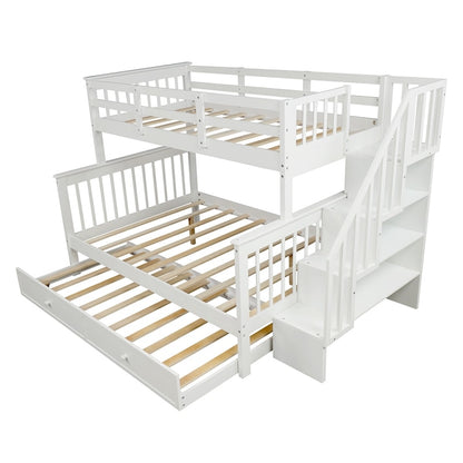 Stairway Twin-Over-Full Bunk Bed With Twin Size Trundle