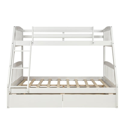 Solid Wood Twin Over Full Bunk Bed With Ladder