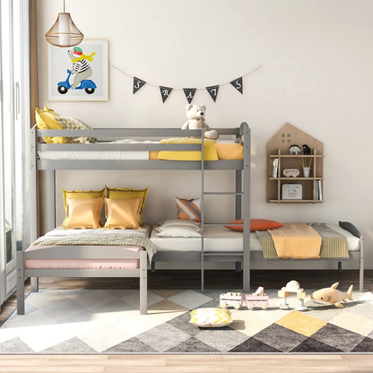 Twin Over Twin Over Twin L-shaped Bunk Bed Frame