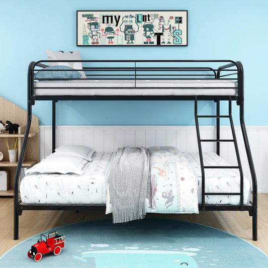 Twin Over Full Bunk Bed Frame With Inclined Ladder