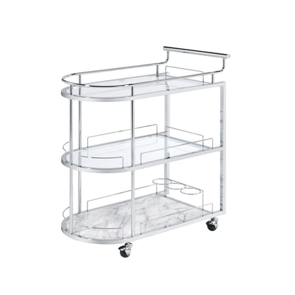 3 Tier Contemporary Oval Bar Cart