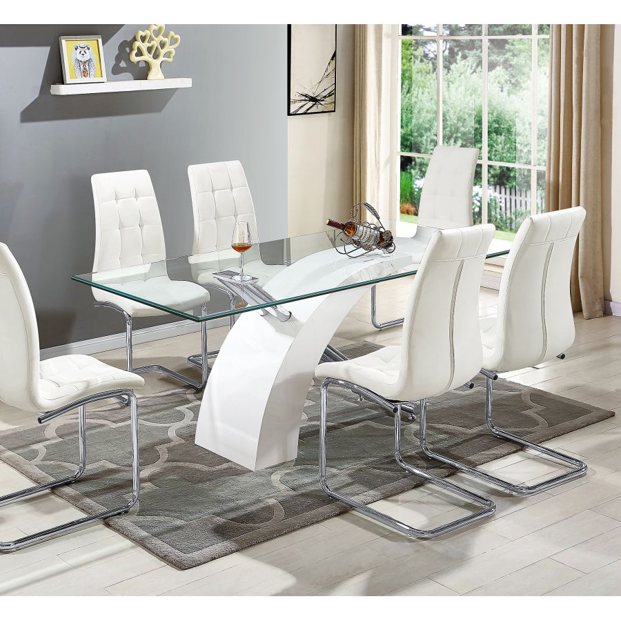 Rectangular Glass Top Dining Table