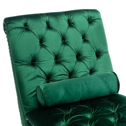 Button Tufted Velvet Chaise Lounge Chair