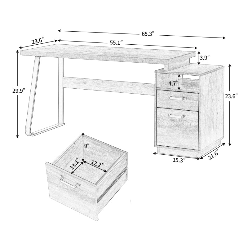 Brauner Schreibtisch mit Schubladen