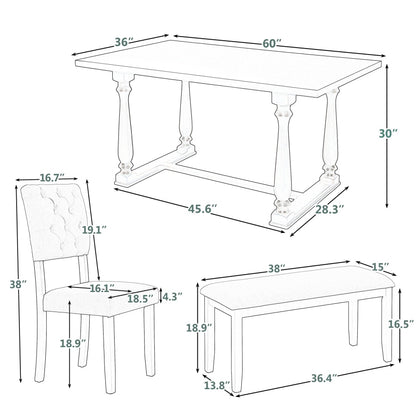 Juego de mesa y sillas de comedor de 6 piezas