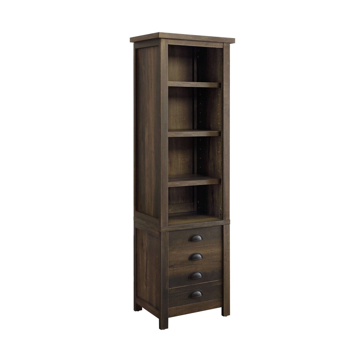 Tower Bookcase, With Large Lower Cabinet + Adjustable Shelves