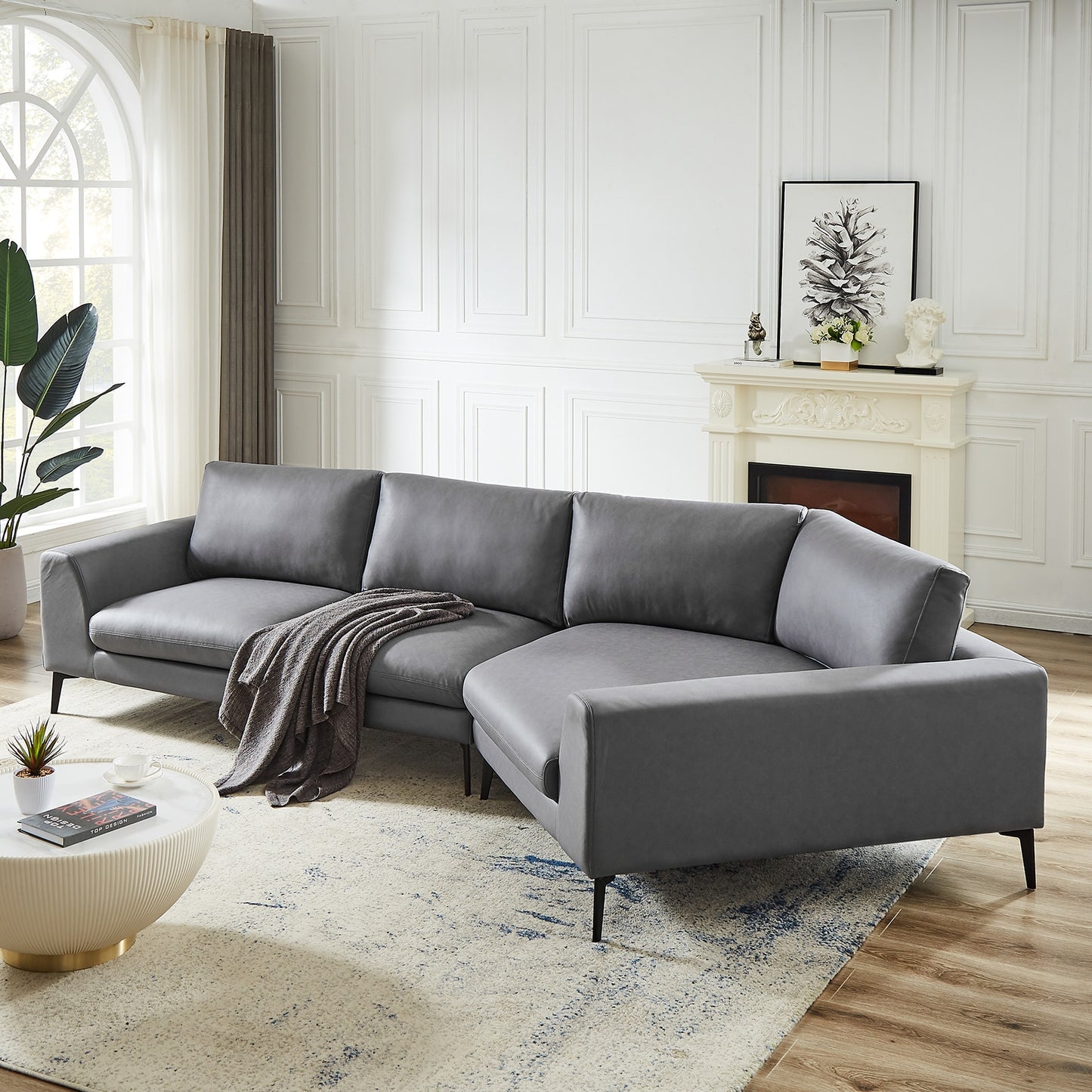 Modern English Leather Corner Sofa