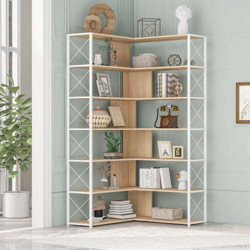 7-Tier L-Shaped Bookcase