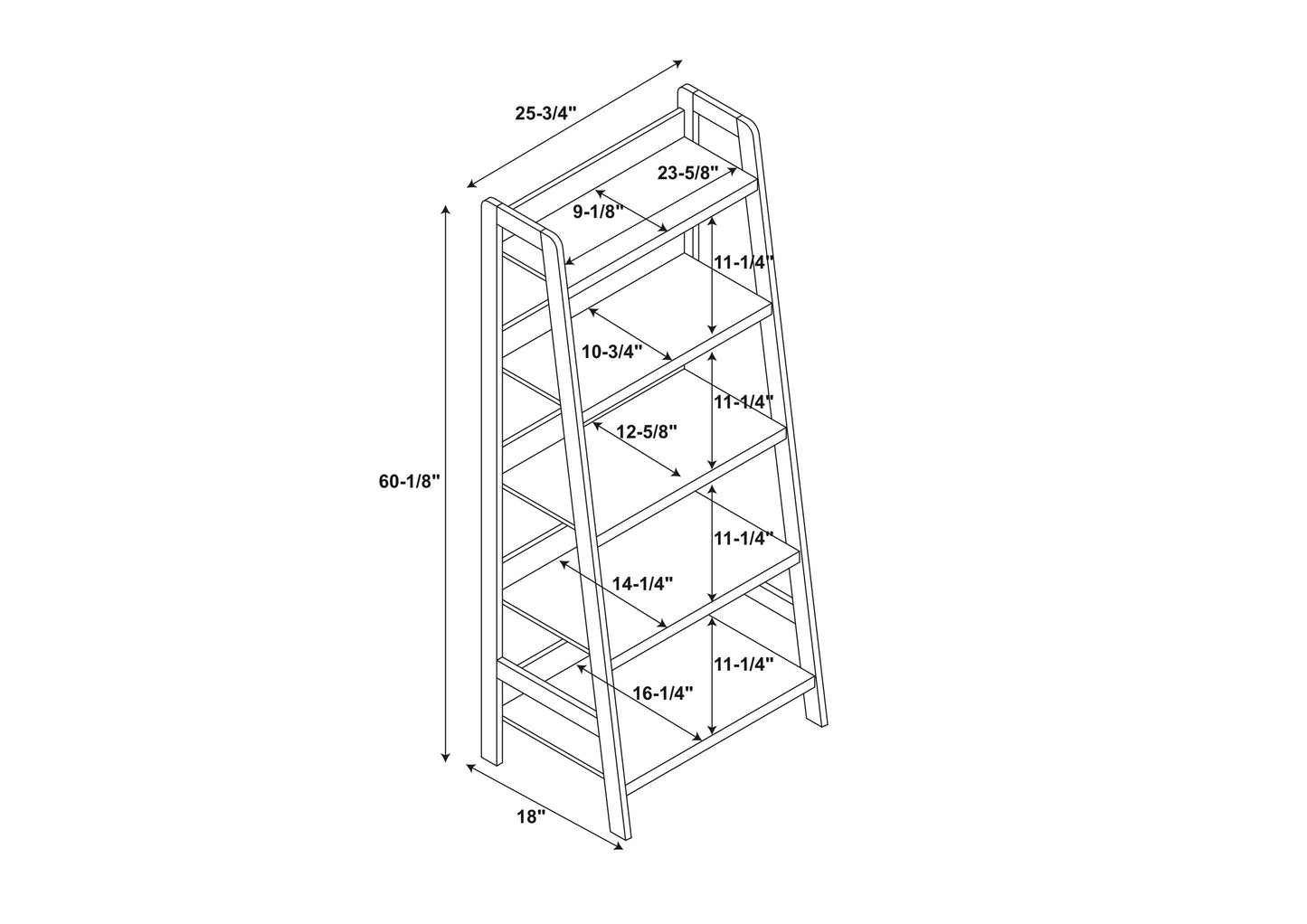 Librería con escalera de 5 estantes