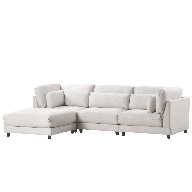 2 Pieces L shaped Sofa with Removable Ottomans and comfortable waist pillows