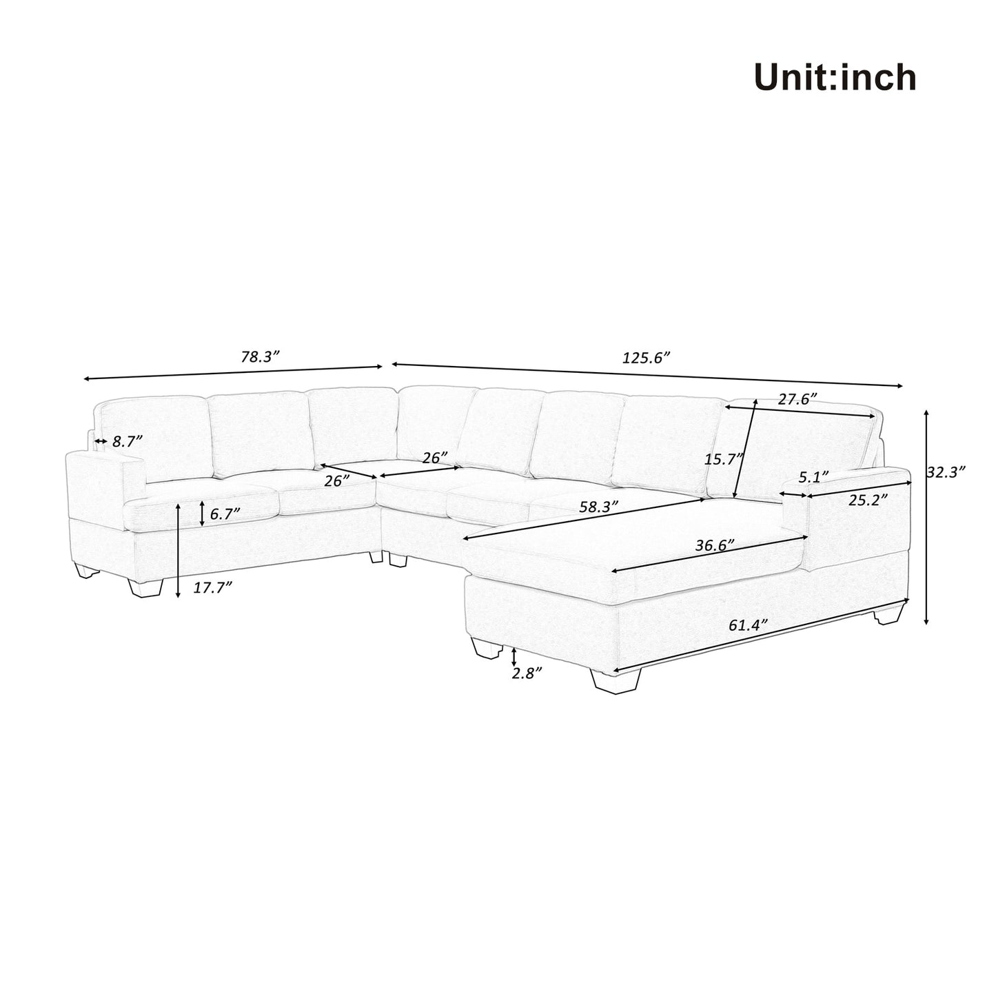 U-Shape Sectional Sofa Set