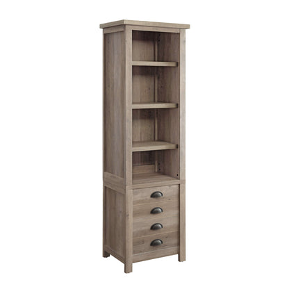 Tower Bookcase, With Large Lower Cabinet + Adjustable Shelves