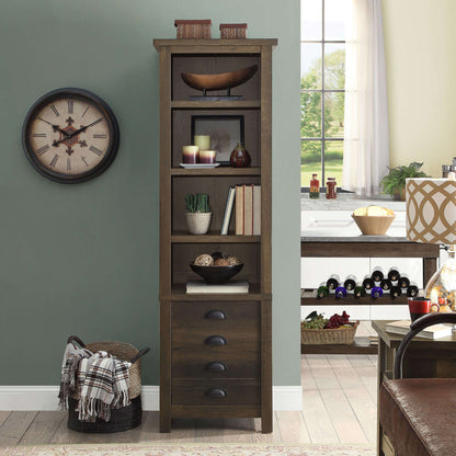 Tower Bookcase, With Large Lower Cabinet + Adjustable Shelves