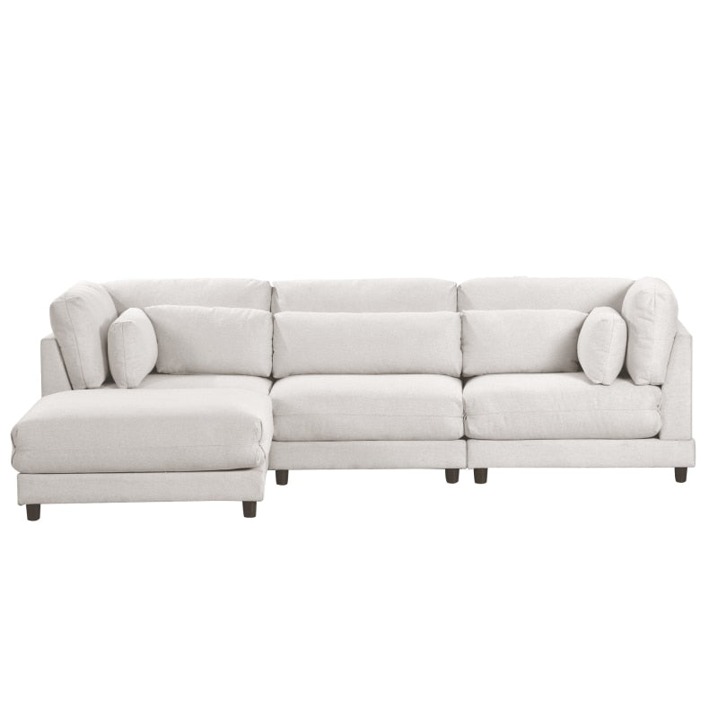 2 Pieces L shaped Sofa with Removable Ottomans and comfortable waist pillows