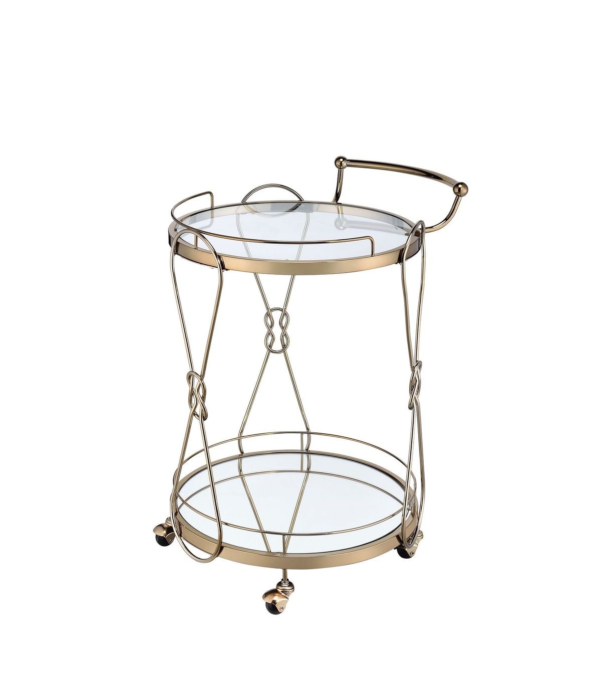 Round Bar Cart With Mirrored Base