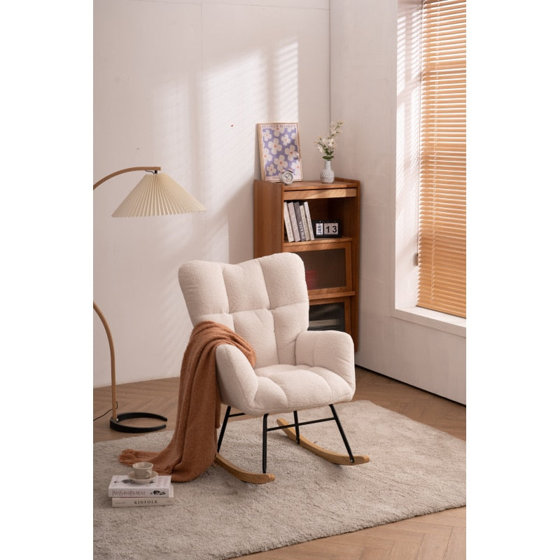 Teddy fabric Upholstered Rocking Chair