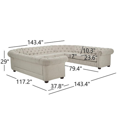 Sofá seccional Chesterfield de lino de 11 plazas