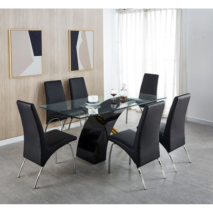 Mesa de comedor rectangular con tapa de vidrio