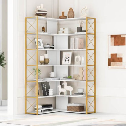 Gold white bookshelf bookcase storage