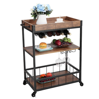 3-Tier Industrial Bar Cart