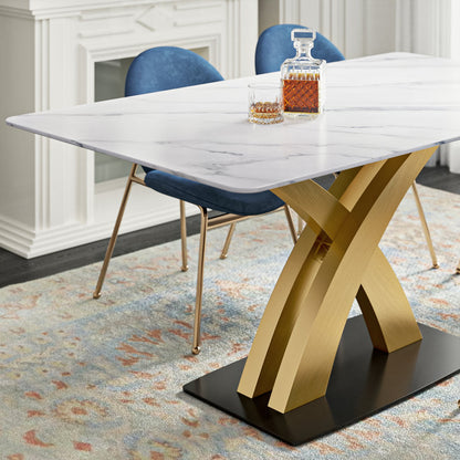 X-Shaped Marble Dining Table