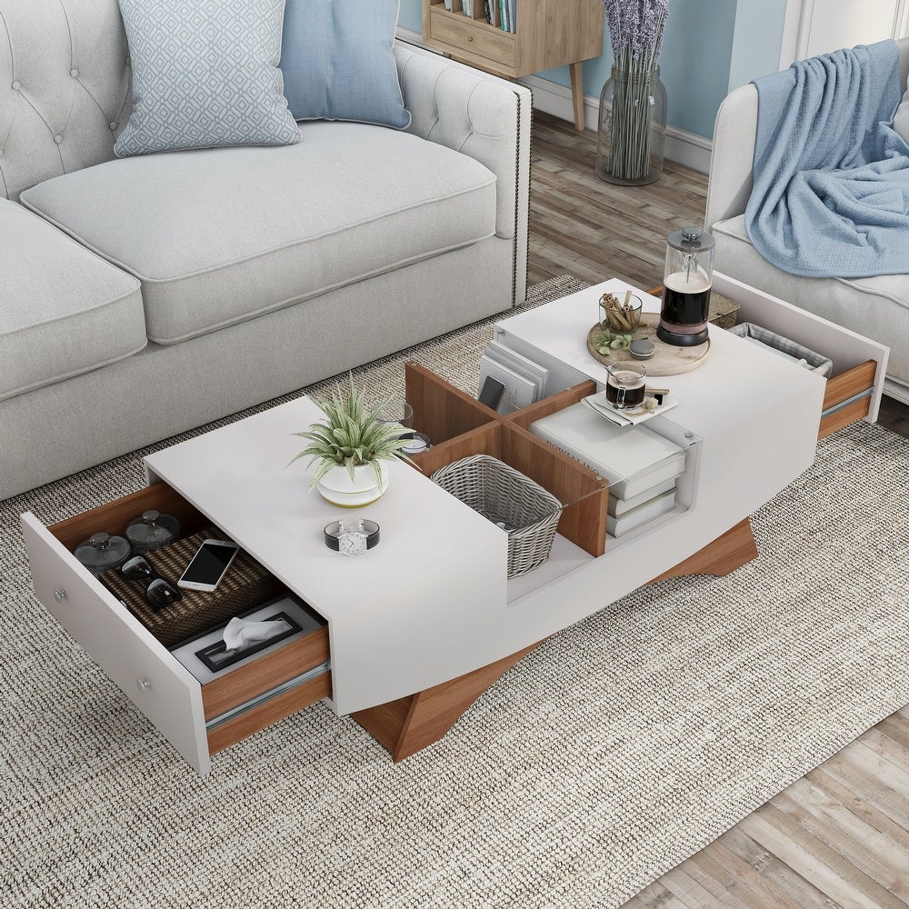 Contemporary Coffee Table With 2 Storage Drawers