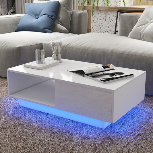 Mesa de centro de alto brillo + LED