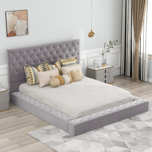 Platform Bed with Storage Space on both Sides and Footboard