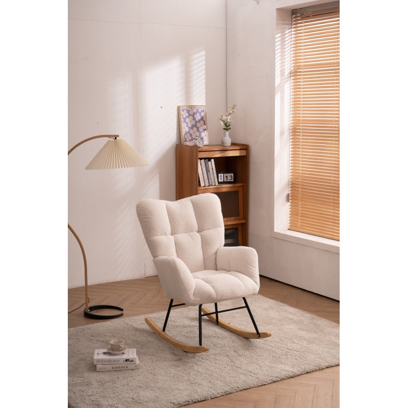 Teddy fabric Upholstered Rocking Chair