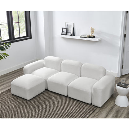 Weißes modulares Sofa in L-Form „Cloud“.