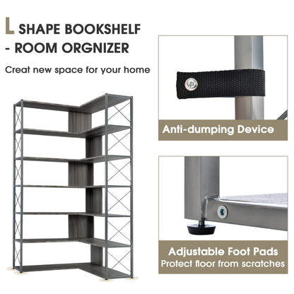 7-Tier L-Shaped Bookcase