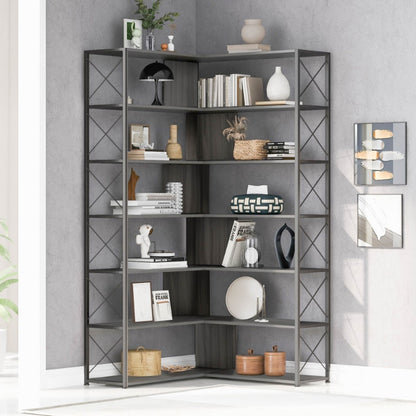 7-Tier L-Shaped Bookcase