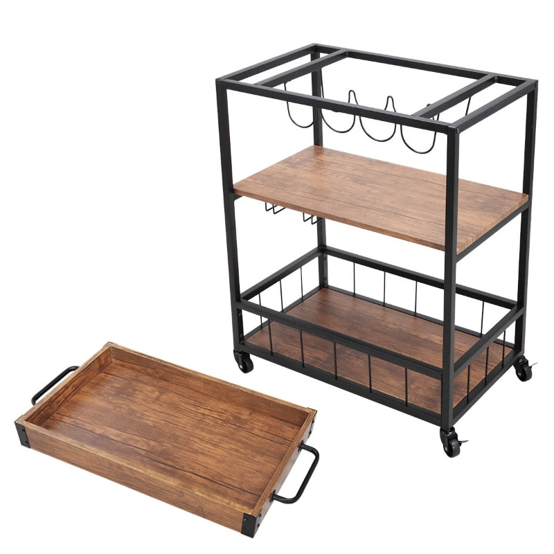 3-Tier Industrial Bar Cart