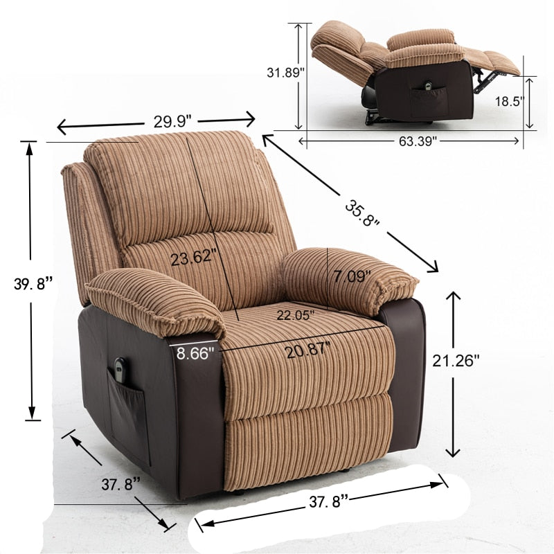 Sillón reclinable individual con elevador eléctrico, sillón eléctrico