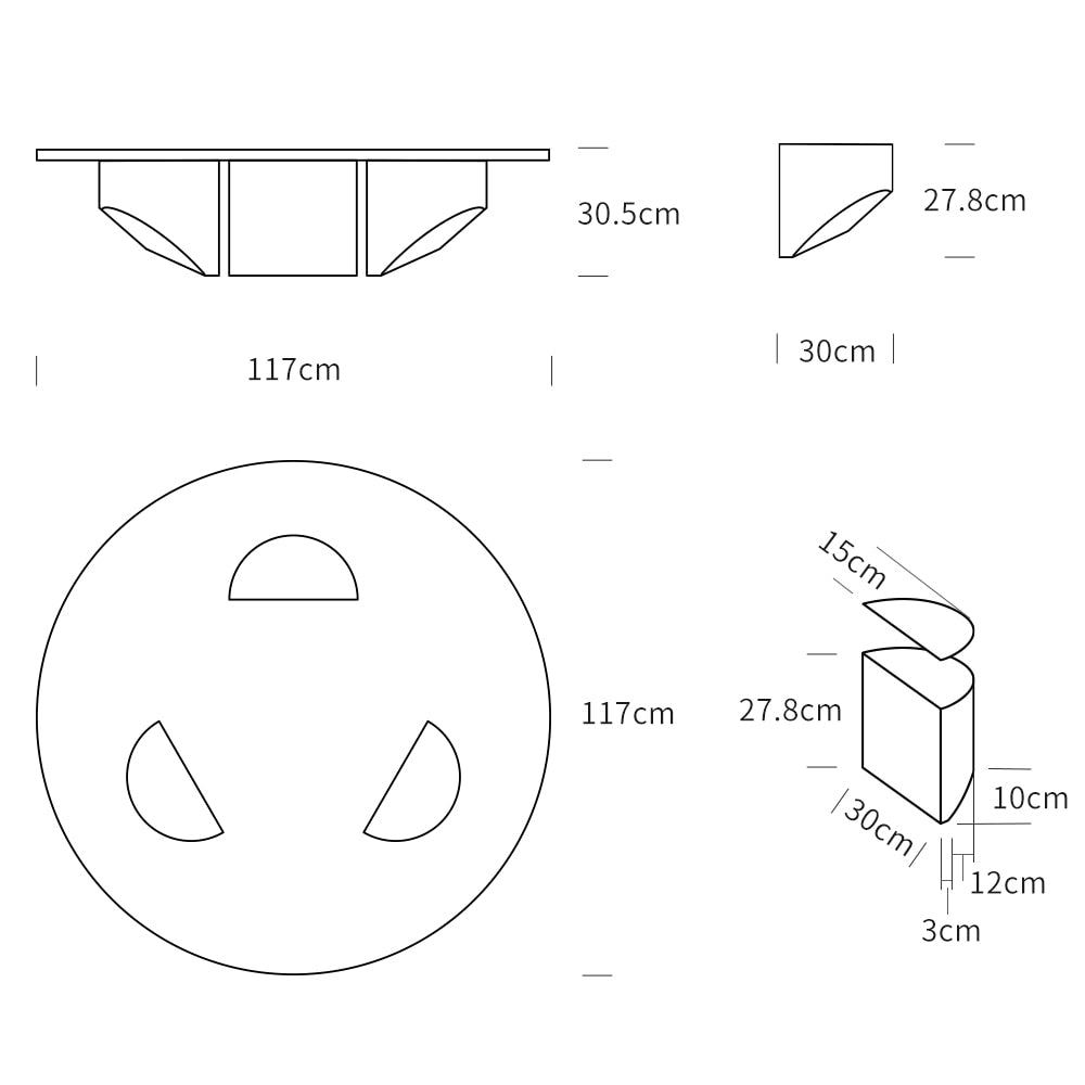 Vintage Round Wedge Coffee Glass Table Minimalist Tea Table Heavy Duty Polished Steel Legs for Living Room Home Office
