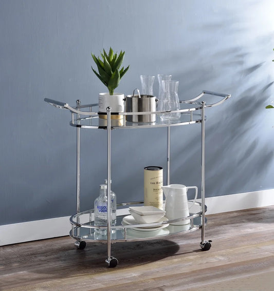 Bar Cart with Chrome Finish